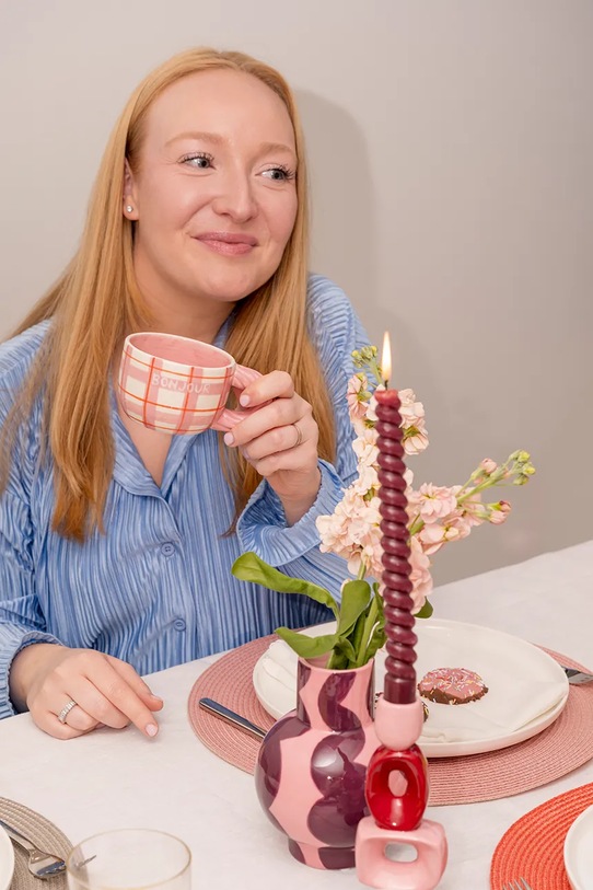 Qué Rico świecznik dekoracyjny z dolomitu 7 x 4,5 x 16,5 cm 148.01493 różowy