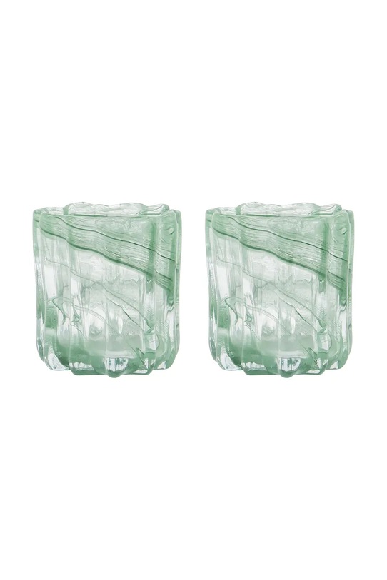 House Doctor sada svícnů stojací z barevného skla 11,5 x 8 x 10 cm zelená 900001292