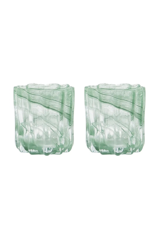 House Doctor sada svícnů stojací z barevného skla 11,5 x 8 x 10 cm zelená 900001292