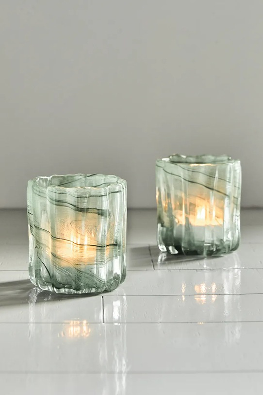 Obývací pokoj a ložnice House Doctor sada svícnů stojací z barevného skla 11,5 x 8 x 10 cm 900001292 zelená