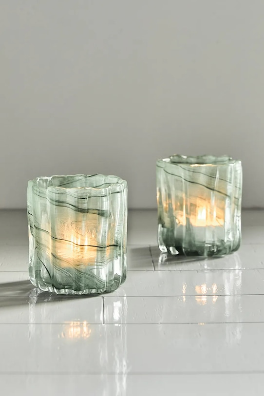 Obývací pokoj a ložnice House Doctor sada svícnů stojací z barevného skla 11,5 x 8 x 10 cm 900001292 zelená