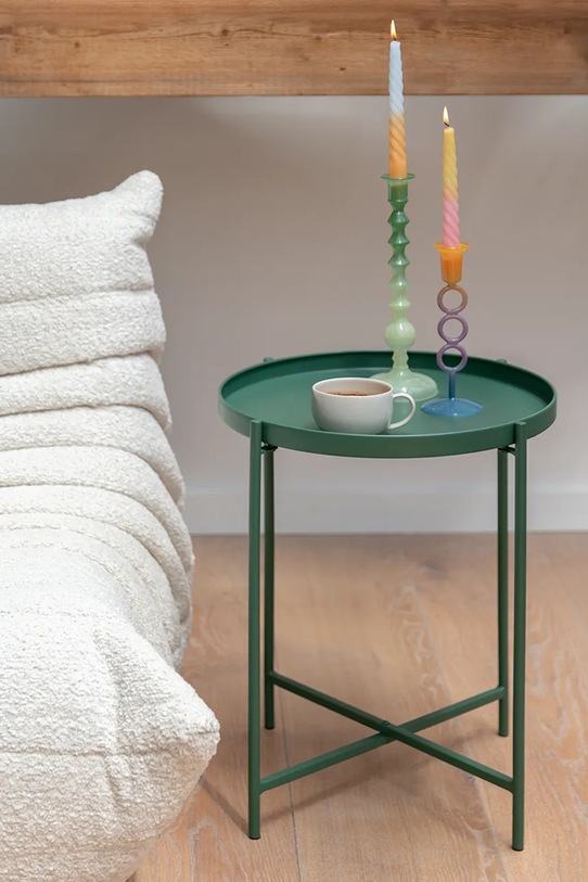 Salon i sypialnia Present Time świecznik dekoracyjny ze szkła barwionego PT4345GR zielony