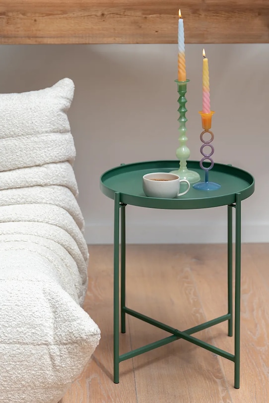 Obývacia izba a spálňa Present Time svietnik dekoratívny z farebného skla PT4345GR zelená