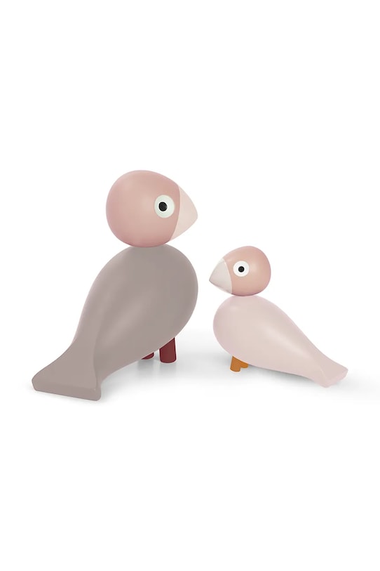 Kähler zestaw figurek dekoracyjnych z drewna 11 cm 39821 różowy AA00