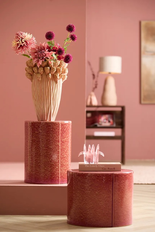 Obývacia izba a spálňa Light & Living svietnik dekoratívny z farebného skla 18 x 15 cm 7794189 ružová