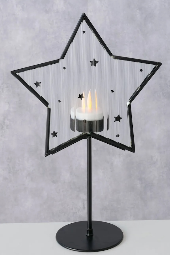 Boltze sfeșnic decorativ Stanny 25,5 x 8 cm 2061934 negru