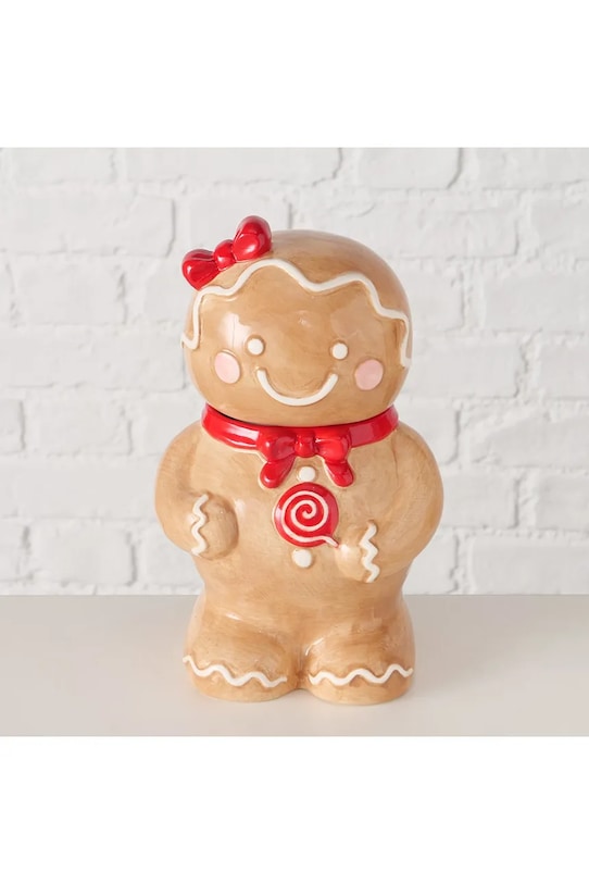 Boltze pojemnik z pokrywką świąteczny Ginger 800 ml 2069709 beżowy AA00