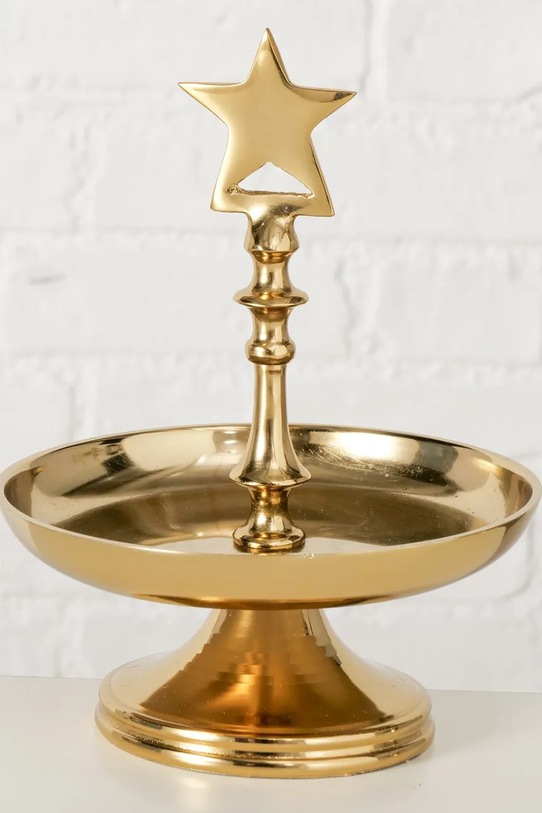 Boltze patera świąteczna Liselle 23 cm 2069629 żółty AA00