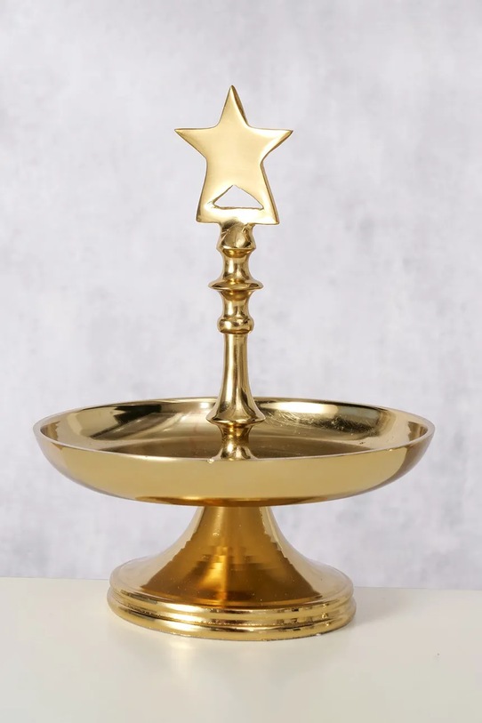 Boltze patera świąteczna Liselle 23 cm żółty 2069629