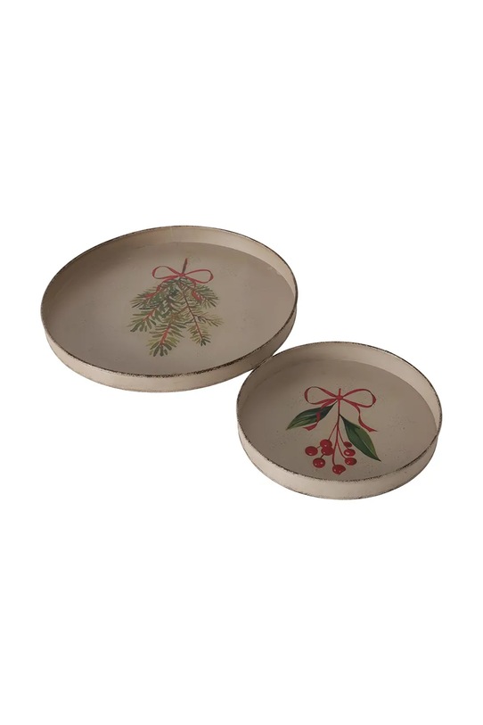 Boltze zestaw tac świątecznych Noelle 20 / 30 cm beżowy 2061621