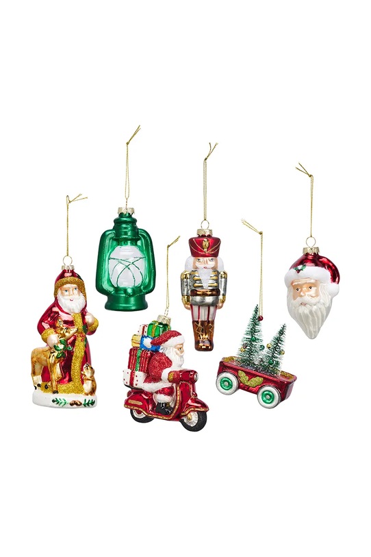 Madam Stoltz zestaw bombek choinkowych 6-pack multicolor 901680