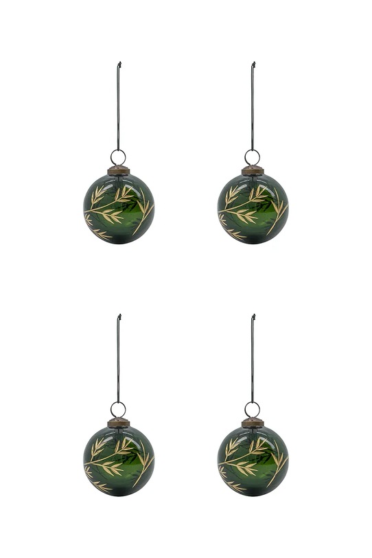 House Doctor zestaw bombek choinkowych HDLeaf 7,5 cm 4-pack zielony 208342003