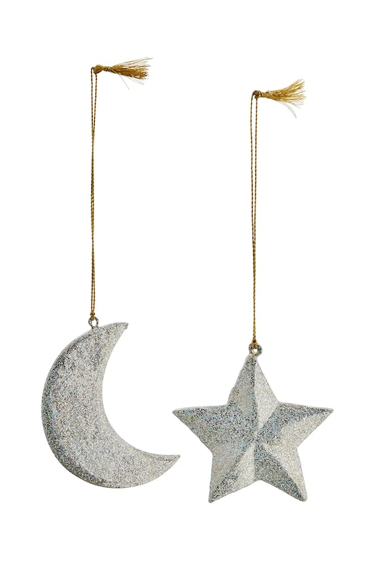 Madam Stoltz zawieszka świąteczna 8 cm 2-pack szary AL.11026A27B