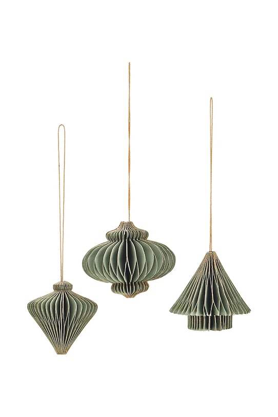 Madam Stoltz zawieszka świąteczna 4 cm 3-pack zielony MS2311.16B