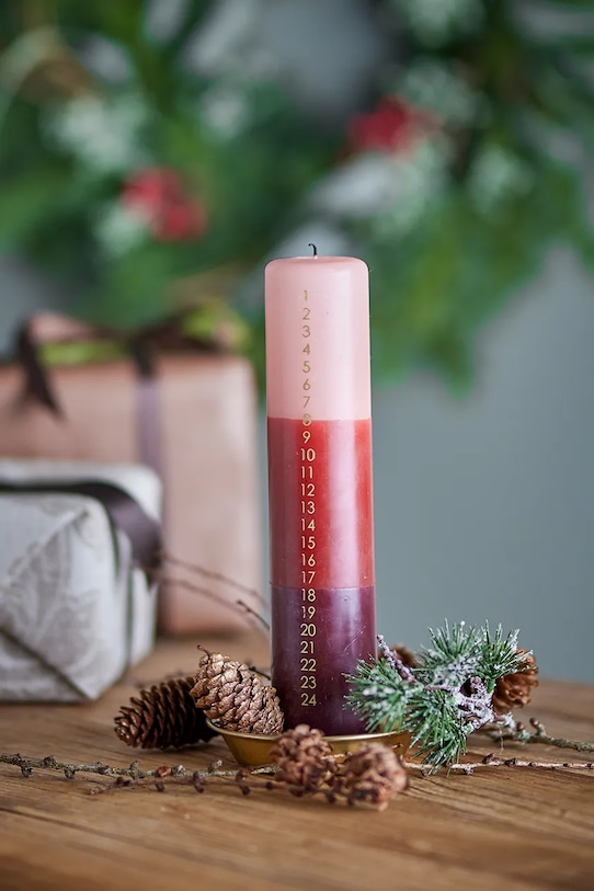 Bloomingville świeca adwentowa Dip Dye Candle 5 x 25 cm 82068414 różowy AA00