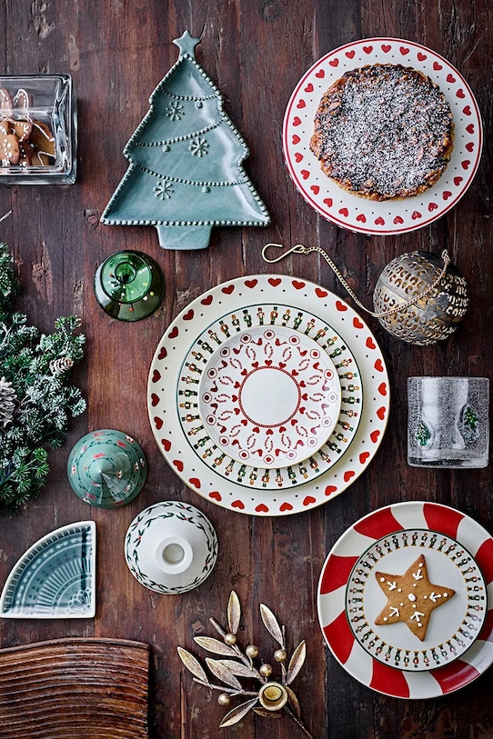 Bloomingville zestaw talerzy deserowych świątecznych Jolly 20 x 3 cm 6-pack 82072681 multicolor