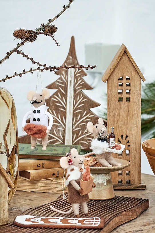 Decor Vianočné dekorácie Bloomingville 6 x 12 x 7 cm 3-pak 82061876 viacfarebná
