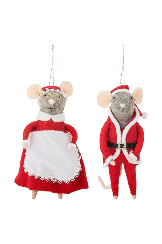 Bloomingville zawieszka dekoracyjna Peo Ornament 11 x 23 x 10 cm 2-pack czerwony 82061883