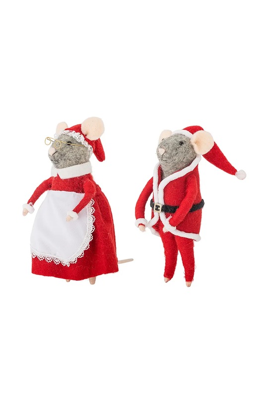 Bloomingville zawieszka dekoracyjna Peo Ornament 11 x 23 x 10 cm 2-pack 82061883 czerwony AA00