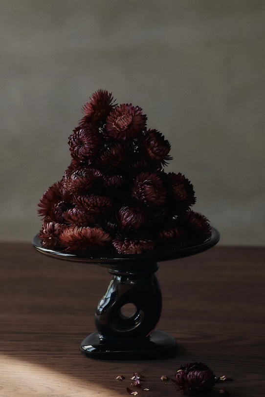 ferm LIVING patera dekoracyjna Damo Glass Centrepiece 21 cm 1104272104 bordowy AA00