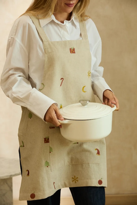 Lifestyle Calma House fartuch kuchenny z lnem świąteczny Joy 70 x 64 cm JOY.70.MUL multicolor