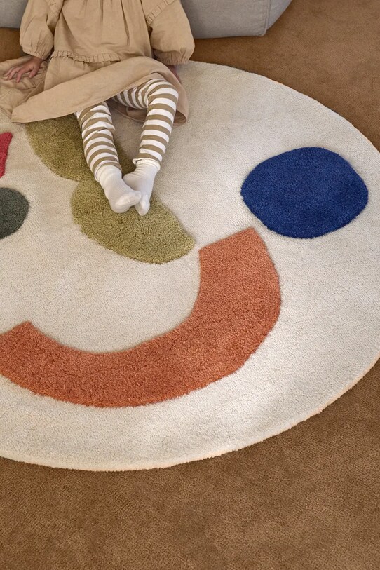 Salon i sypialnia ferm LIVING dywan wełniany 1104269836 beżowy