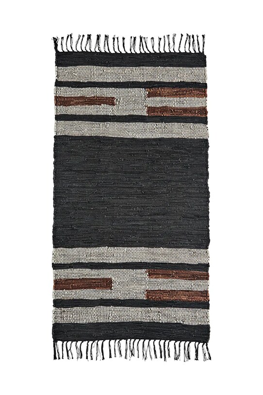 Кожен килим Madam Stoltz 70 x 140 cm черен CJ.7397714BL