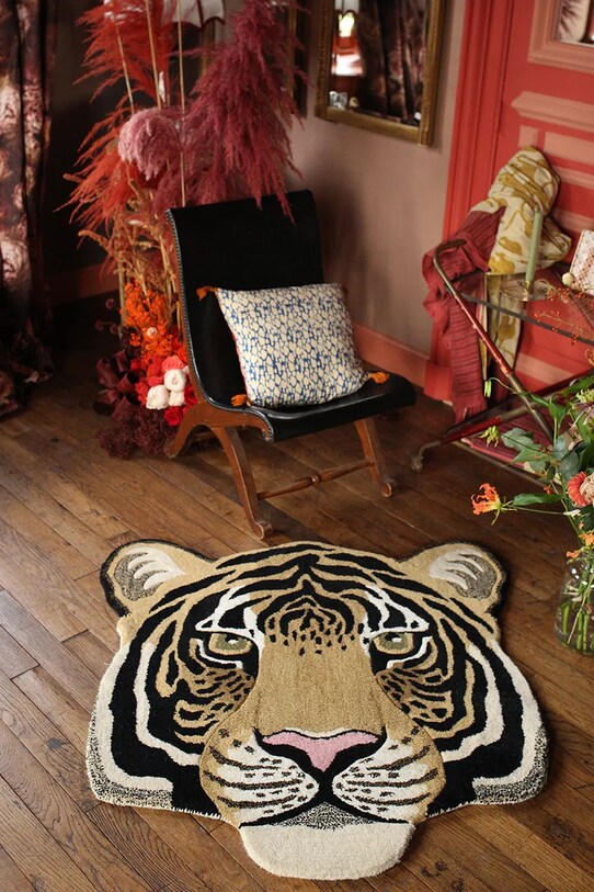 Вовняний килим Doing Goods Rajah Tiger Head барвистий 1.45.10.071.080.5