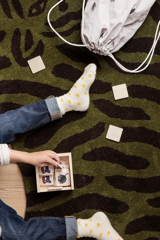 Living și dormitor ferm LIVING covor de lână Safari Tufted Rug 118 x 160 cm 9071 verde