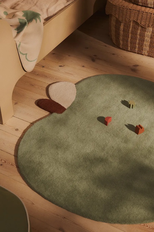 Salon i sypialnia Ferm Living dywan ozdobny wełniany 110 x 110 cm 1104272748 zielony