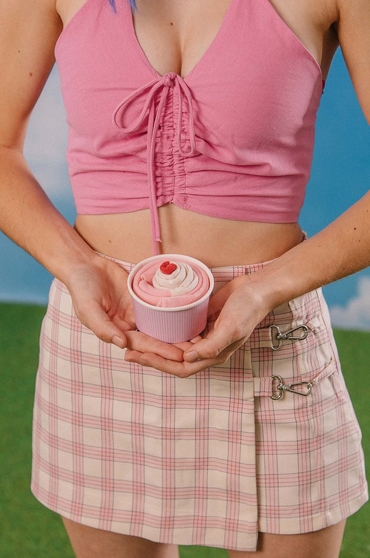 Eat My Socks Ponožky Strawberry Cupcake viacfarebná EMSNCRCUST