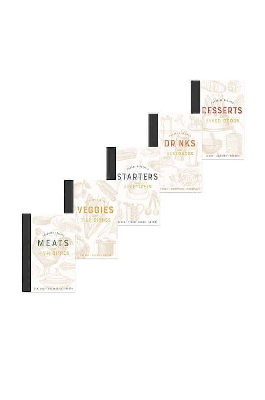 Designworks Ink set de caiete pentru retete Bon Appetit (5-pack) JTBS.1003EU rosu AA00