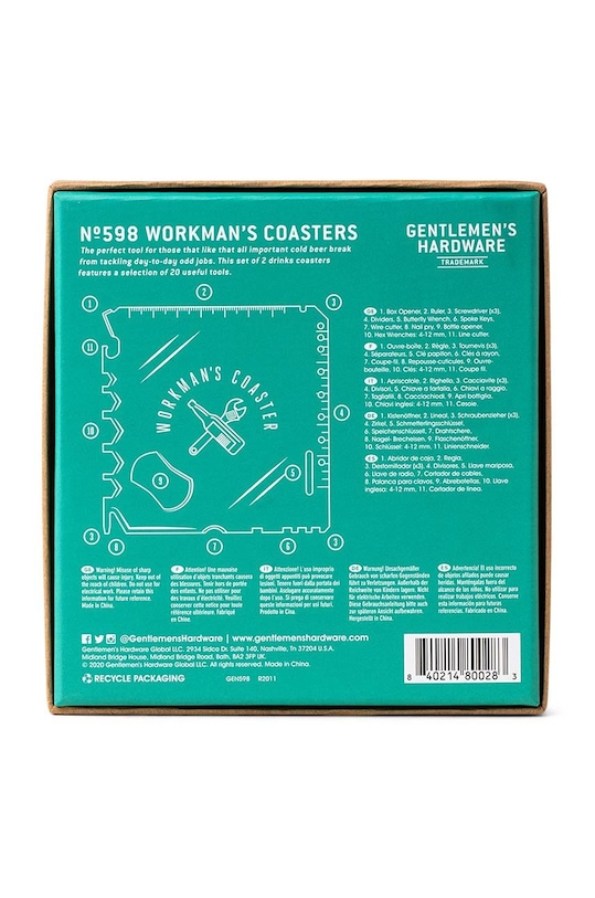 Gentelmen's Hardware Multitool Workmans Coaster (2-pack) GEN598UK