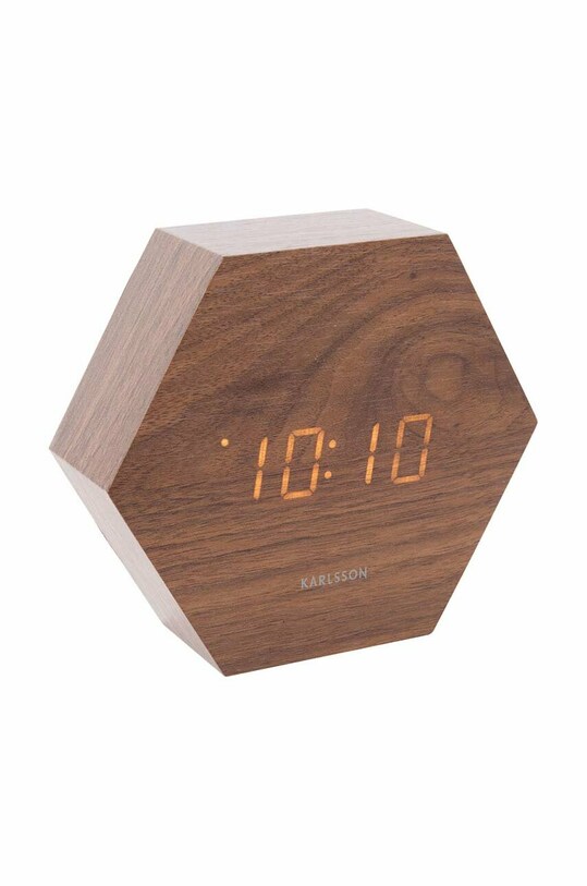 Budík Karlsson LED Hexagon hnědá KA5651DW