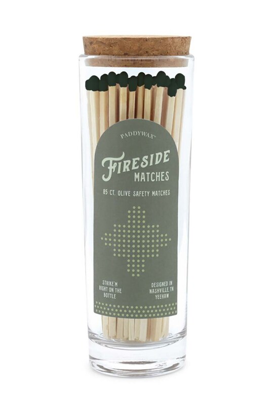 Zápalky v sklenenej nádobe Paddywax Fireside Safety Matches 85-pack zelená ACC10EU