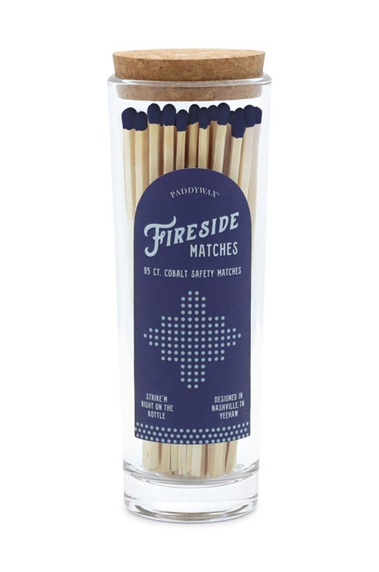 Paddywax zapałki w szklanym słoju Fireside Safety Matches 85-pack niebieski ACC11EU