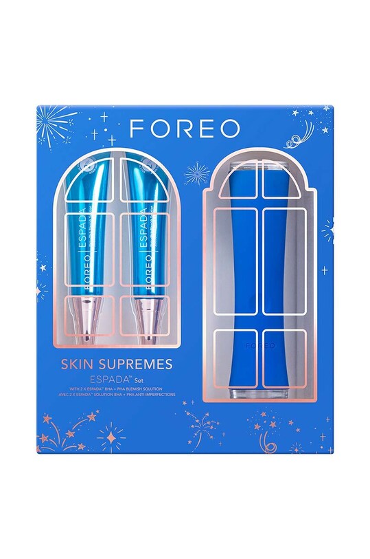Терапия срещу акне FOREO Skin Supremes 2022 ESPADA™ + 2 x концентриран гел FOREO ESPADA™ BHA+PHA Blemish Solution син F1184