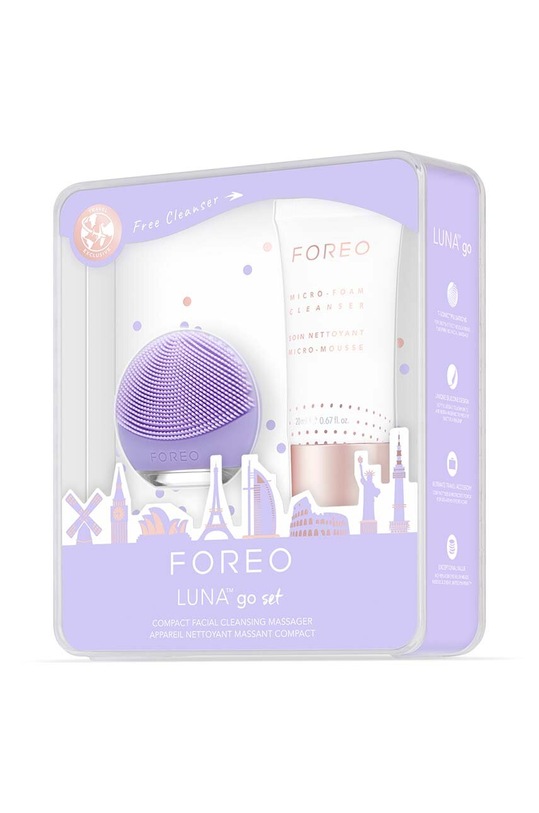 Sada péče o pleť obličeje FOREO Set LUNA go & Microfoam Cleanser Lavender F036A fialová AA00