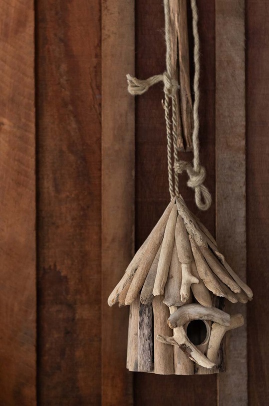 Krmítko pre vtáčiky J-Line Driftwood Small 15736 béžová AA00