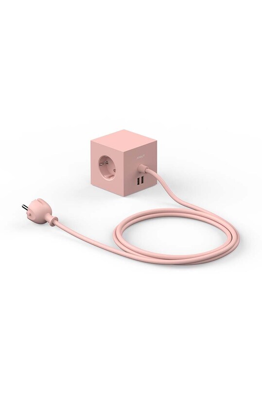 Магнітний зарядний куб Avolt Square 1, 2 x USB, 1,8 m SQ1.F.USB.P рожевий AA00