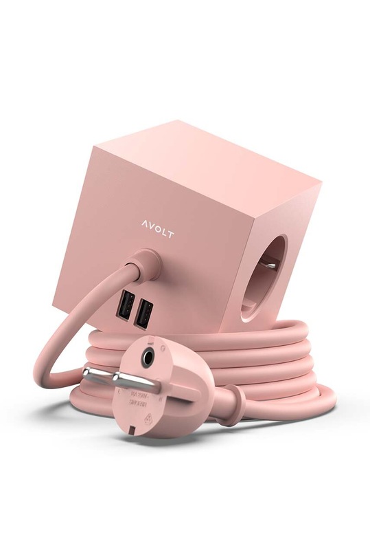 Магнитный зарядный куб Avolt Square 1, 2 x USB, 1,8 m SQ1.F.USB.P розовый