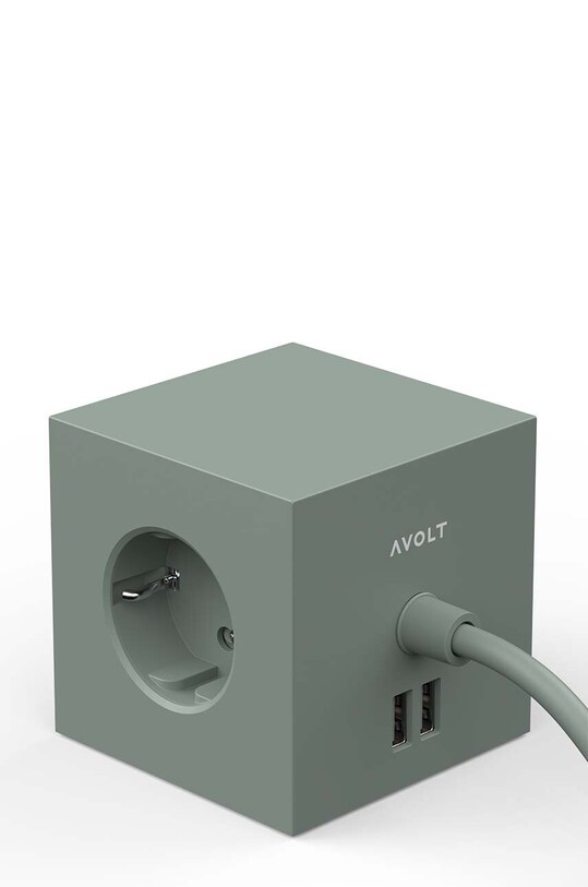 Decor Magnetická nabíjacia kocka Avolt Square 1, 2 x USB, 1,8 m SQ1.F.USB.GR zelená