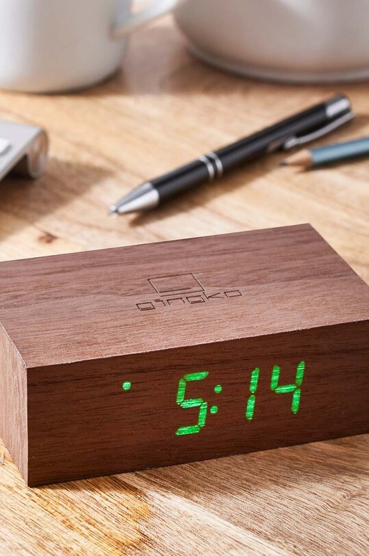 Stolové hodiny Gingko Design Flip Click Clock G003W8 hnedá AA00
