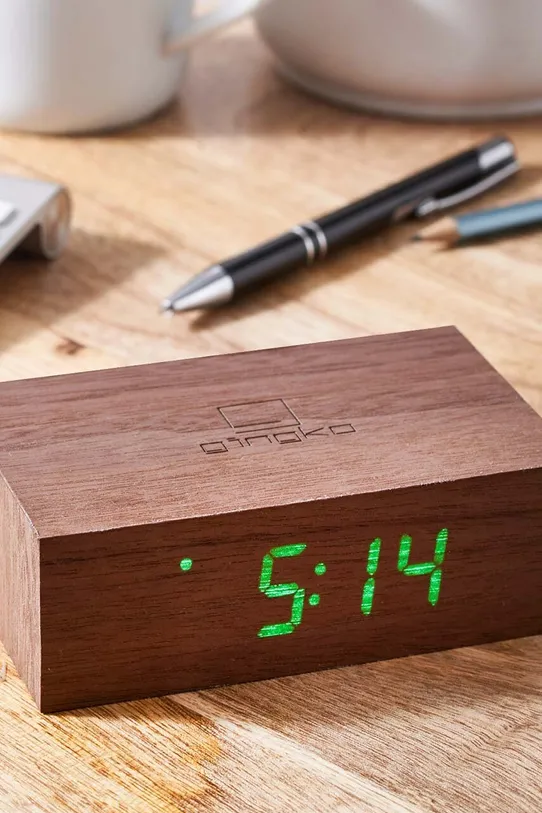 Настолен часовник Gingko Design Flip Click Clock G003W8 кафяв AA00