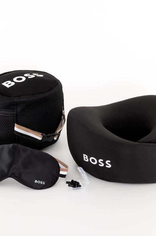 BOSS set de voiaj - bandă de ochi, pernă pentru gât și dopuri pentru urechi Black Travel Kit 3-pack negru 1027738