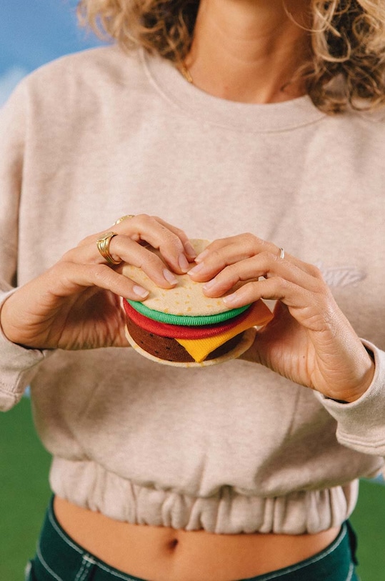 Nogavice Eat My Socks Cheeseburger pisana EMSNOCSCHBU