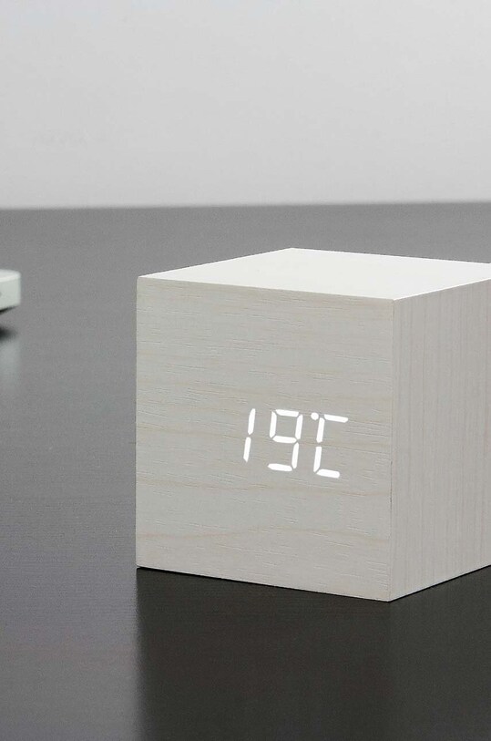 Living și dormitor Gingko Design ceas de masă Cube Click Clock GK08W13 alb