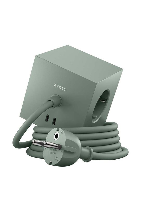 Магнитный зарядный куб Avolt Square 1, 2 x USB, 1,8 m зелёный SQ1.EUFC20.18OG