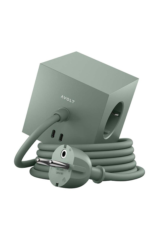Magnetická nabíjacia kocka Avolt Square 1, 2 x USB, 1,8 m zelená SQ1.EUFC20.18OG