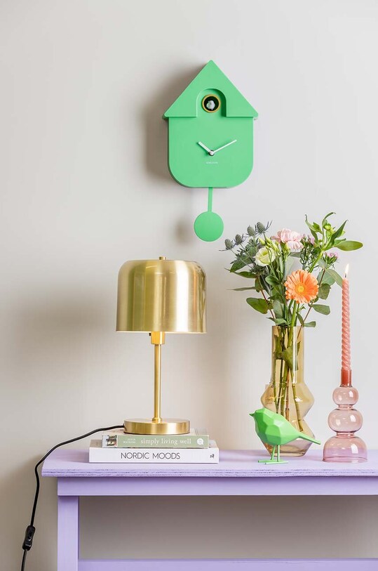 Nástenné hodiny Karlsson Modern Cuckoo KA5768BG zelená
